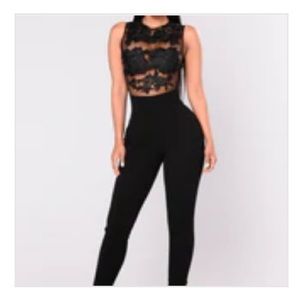 Fashion Nova Black Lace Jumpsuit